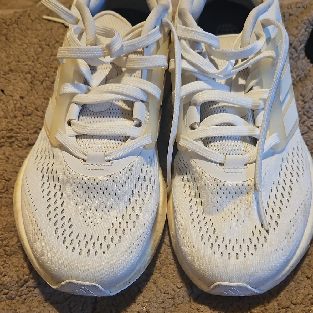 Adidas Cream and White Running Shoes